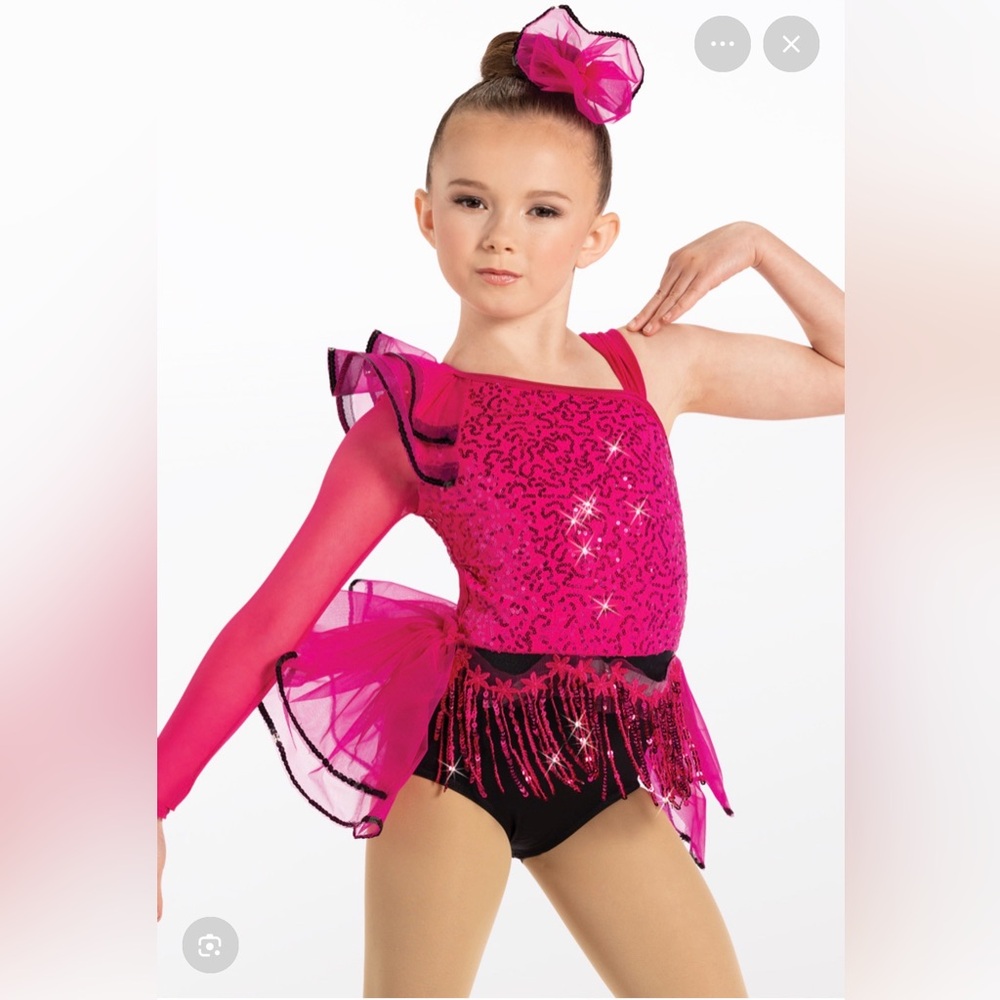 Weissman Hot Pink Sequin One-Shoulder Dance Costume